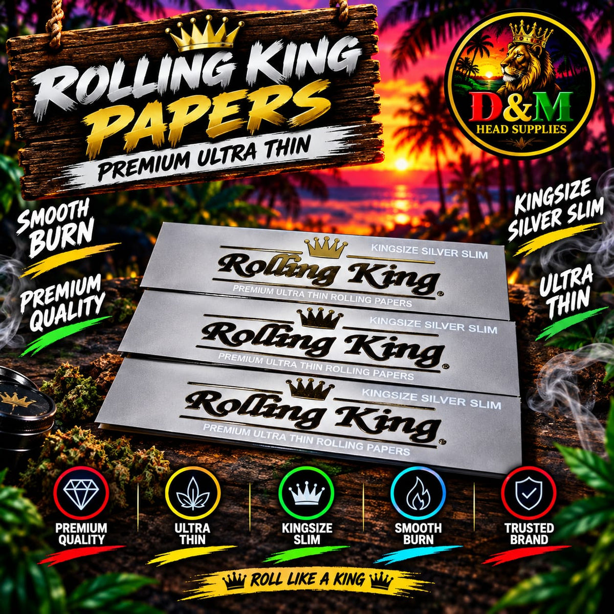 Rolling king silver king size slim papers