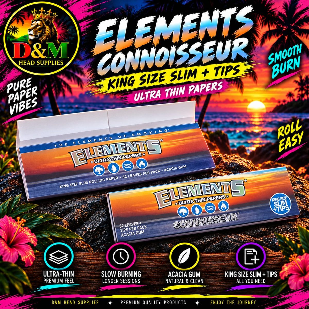 Elements ultra thin king-size papers&tips